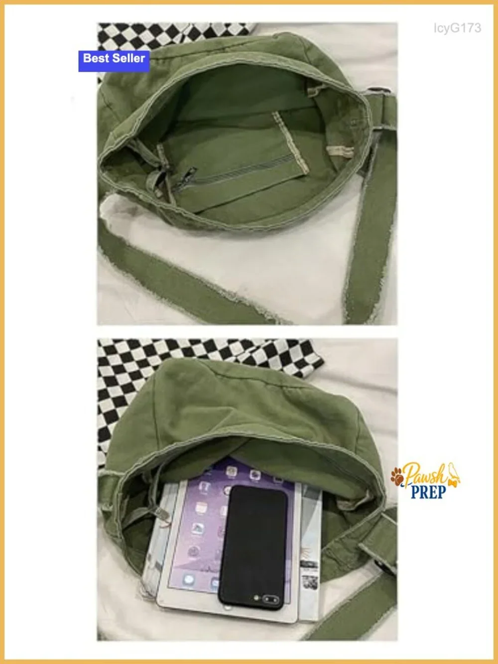 Grunge Boho Hobo Crossbody Bag Canvas Sling Purse Y2K Gothic Goth Travel